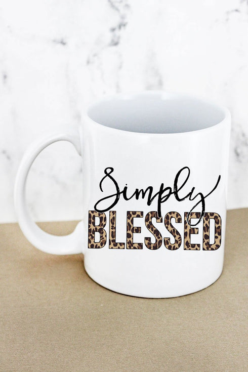 Simply Blessed Leopard White Mug