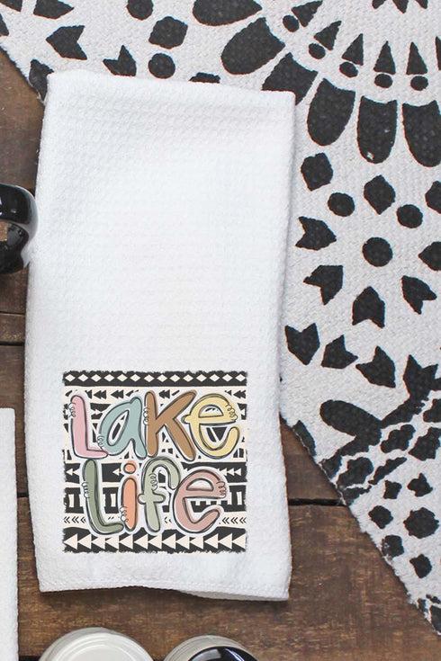 Aztec Lake Life Waffle Kitchen Towel
