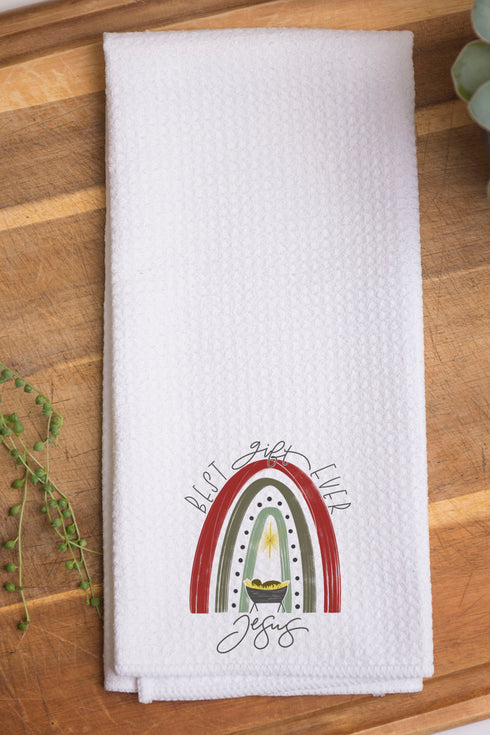 Best Gift Ever Jesus Rainbow Waffle Kitchen Towel