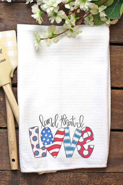 Doodle Land That I Love Waffle Kitchen Towel