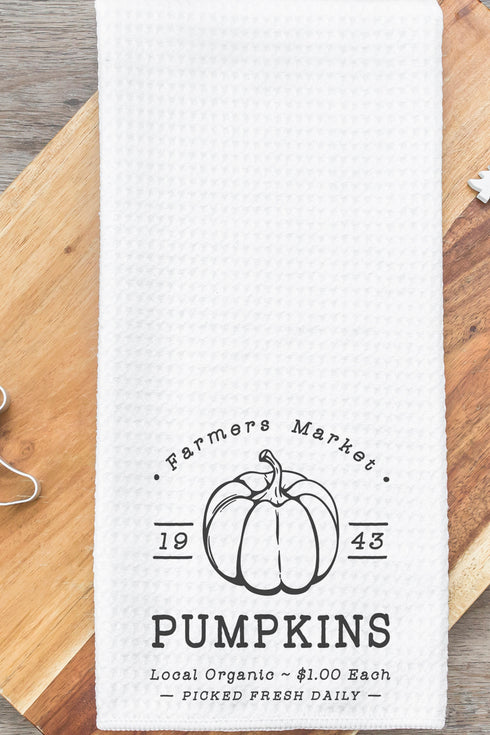 Farmers Market Pumpkins Waffle Kitchen Towel