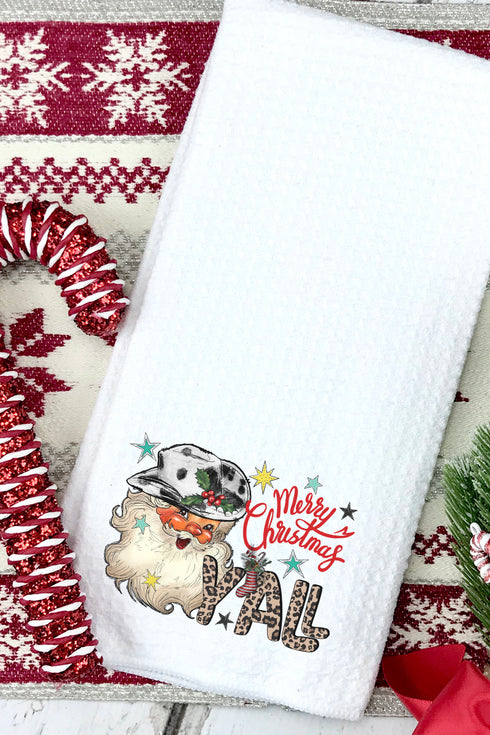Santa Merry Christmas Y'all Waffle Kitchen Towel