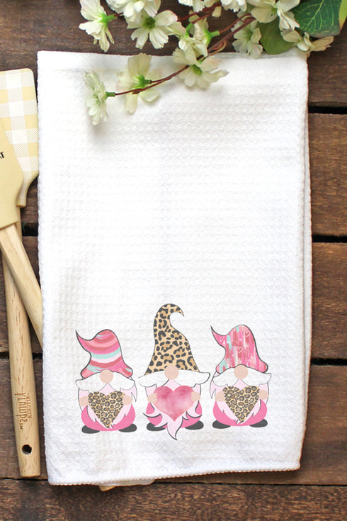 Valentine Gnomes Waffle Kitchen Towel