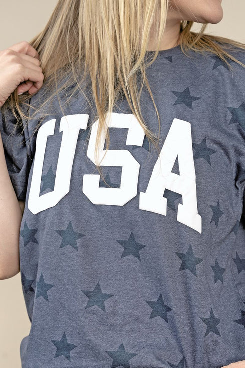 USA Puff Vinyl Unisex Five Star Tee