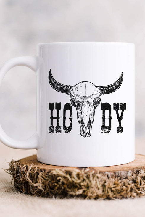 Howdy Steer White Mug
