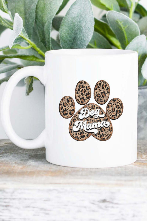 Leopard Paw Dog Mama White Mug