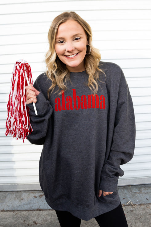 Alabama Textured Vinyl Unisex Fleece Crew