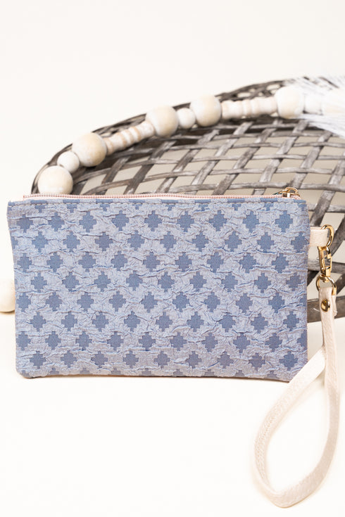 Diamond Bluff Blue Wristlet Pouch