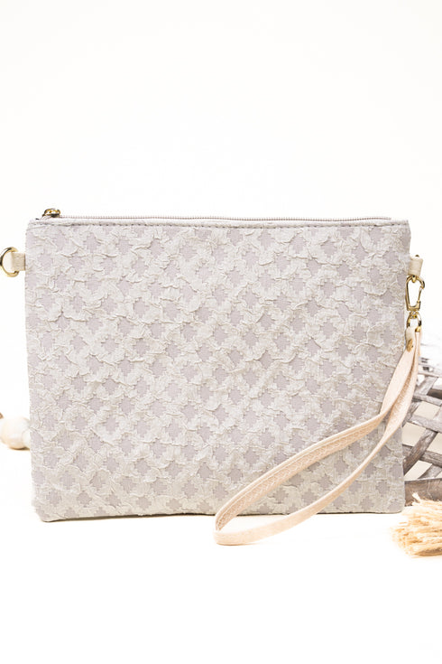 Diamond Bluff Gray Crossbody Clutch