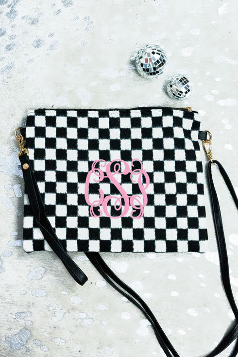 Checkmate Crossbody Clutch, Black