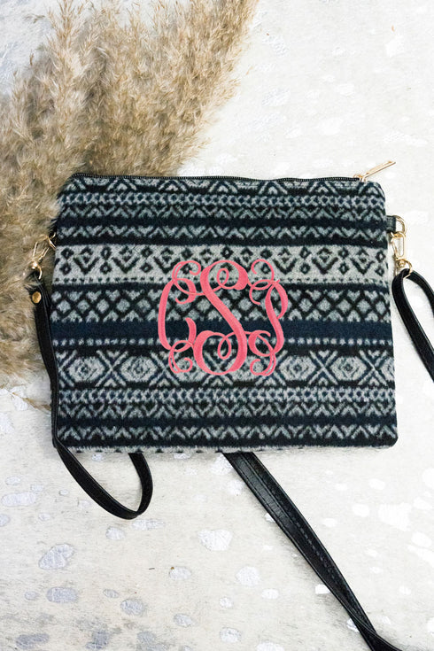 Nordic Winter Crossbody Clutch, Black