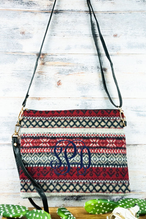 Nordic Winter Crossbody Clutch, Burgundy