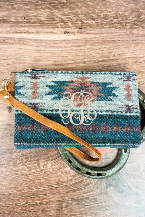 Desert Twilight Wristlet Pouch, Teal