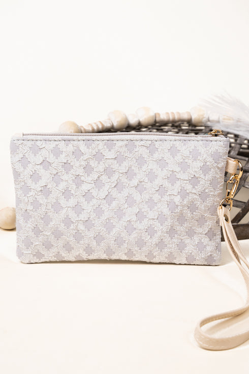 Diamond Bluff Gray Wristlet Pouch