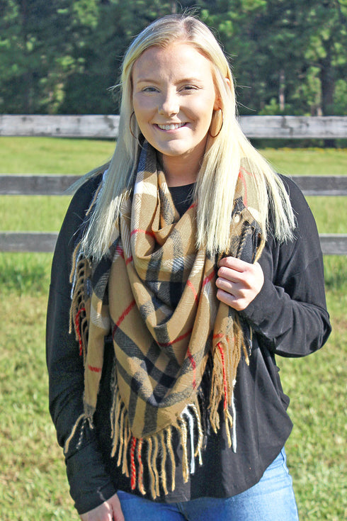 Elk Mountain Triangle Scarf, Beige