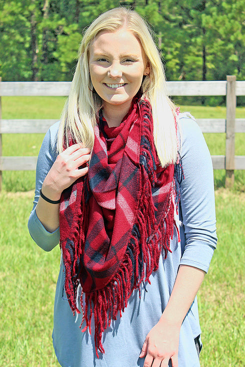 Elk Mountain Triangle Scarf, Red