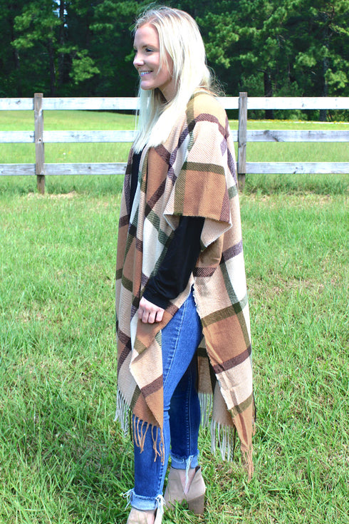 Out The Window Ruana, Beige