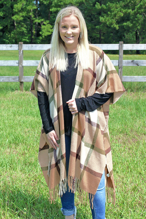 Out The Window Ruana, Beige