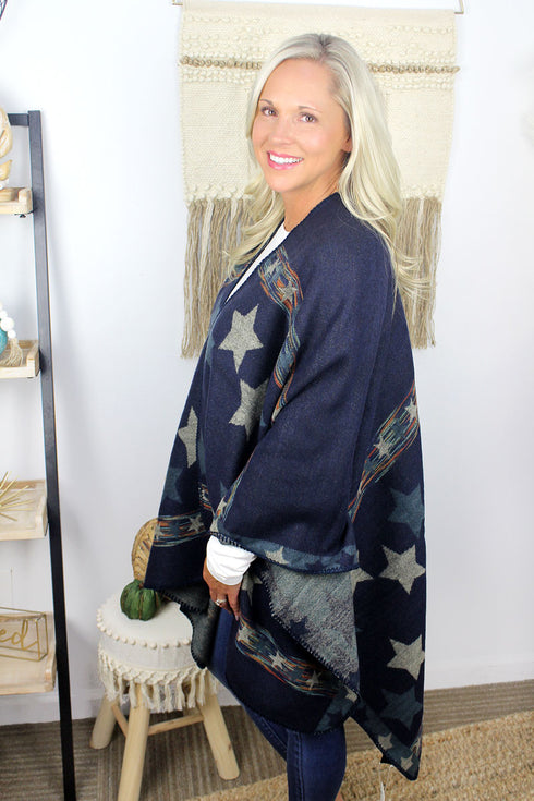 Written In The Stars Ruana, Navy