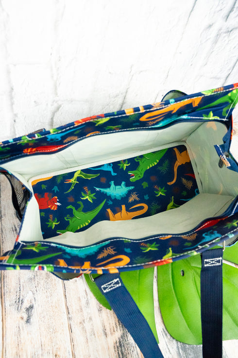 Dino-Mite Utility Tote with Navy Trim