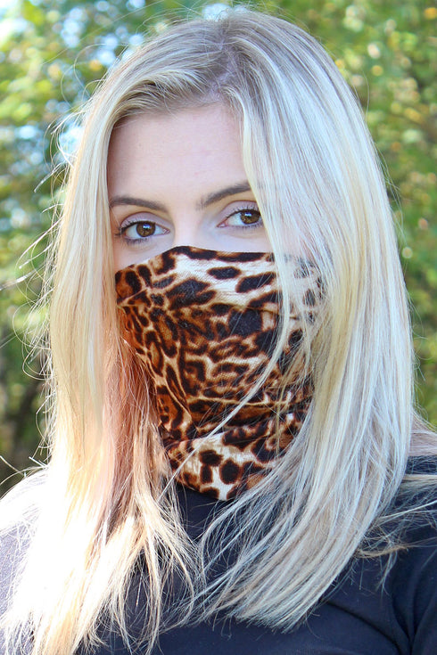 Brown Leopard Double Layer Twisted Neck Gaiter