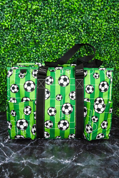 Here For The Goals with Black Trim Large Organizer Tote