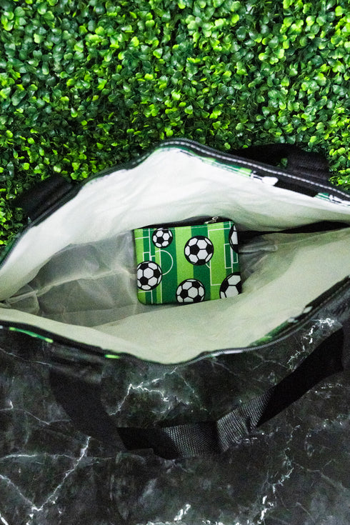 Here For The Goals with Black Trim Tote Bag