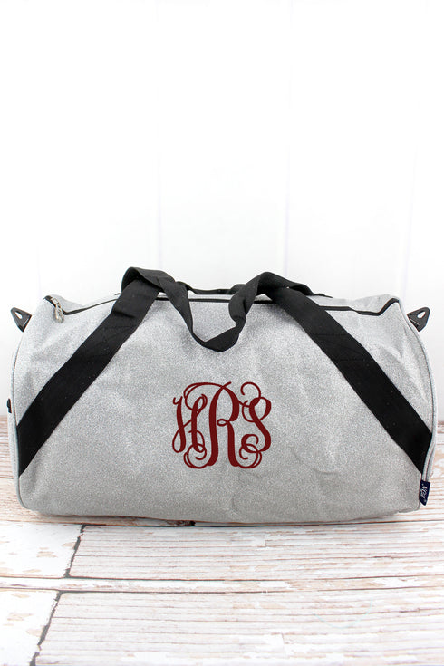Silver Glitz & Glam Barrel Duffle Bag 18"