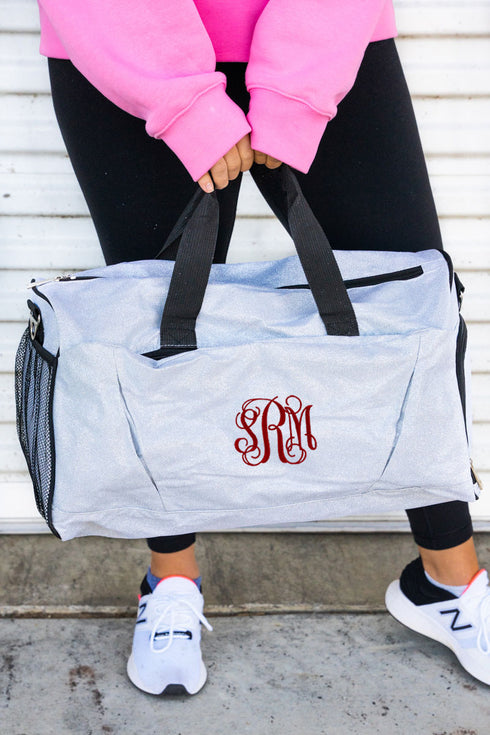 Silver Glitz & Glam Duffle Bag with Shoe Compartment