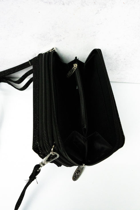 Black Glitz & Glam Crossbody Organizer Clutch