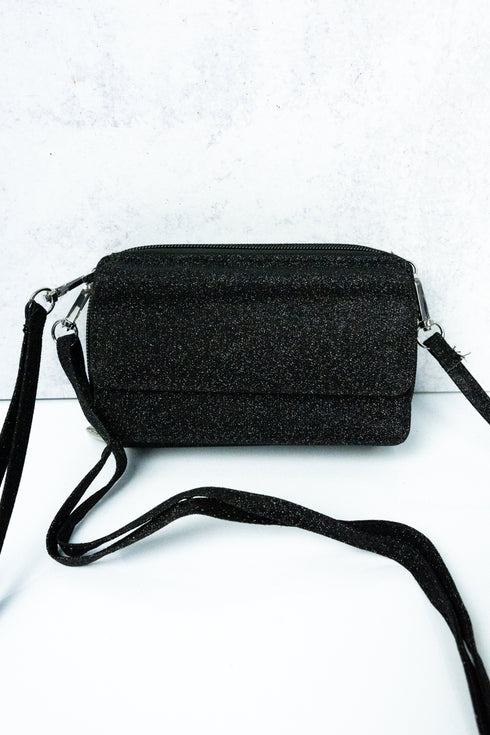 Black Glitz & Glam Crossbody Organizer Clutch