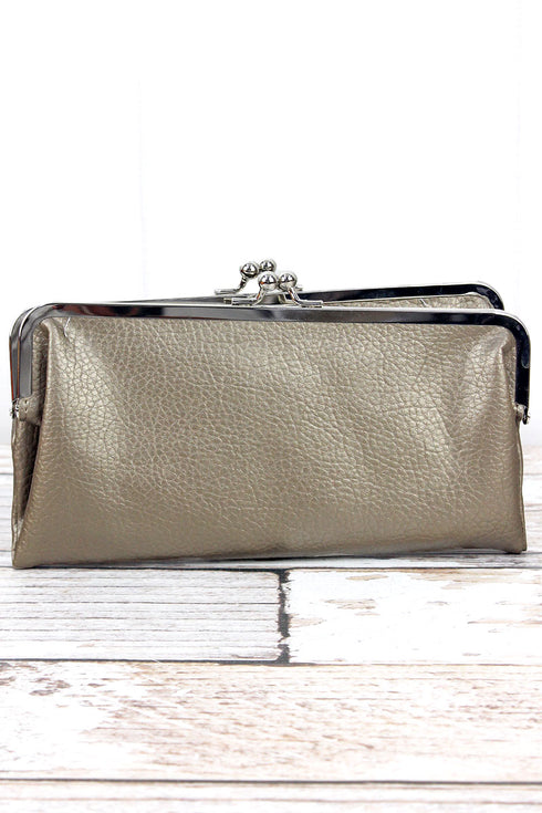 Twice as Nice Clutch Wallet in Dark Silver