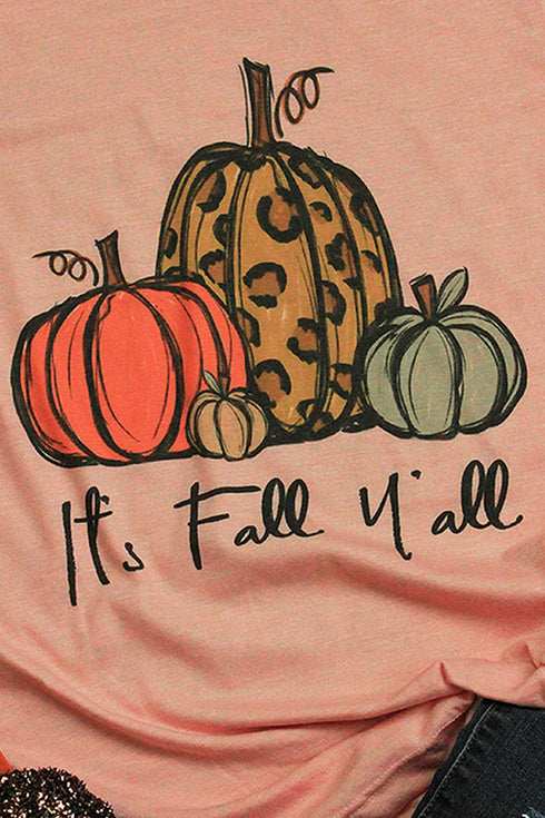It's Fall Y'all Leopard Pumpkin Trio Unisex Poly-Rich Blend Tee