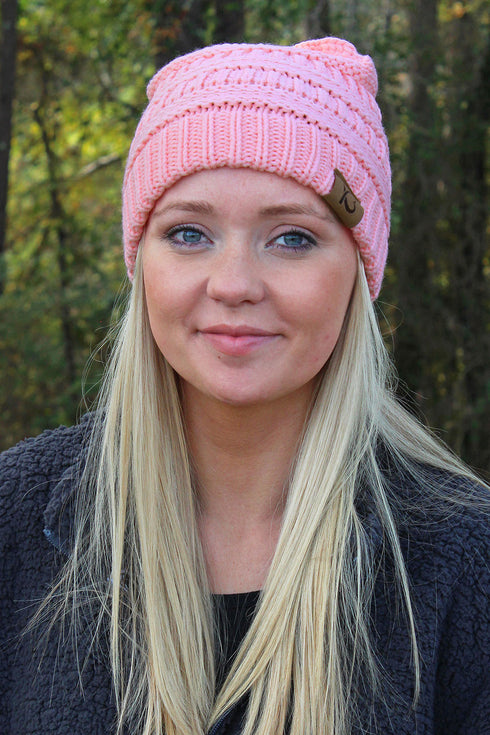 Campfire Cozy Beanie, Light Pink