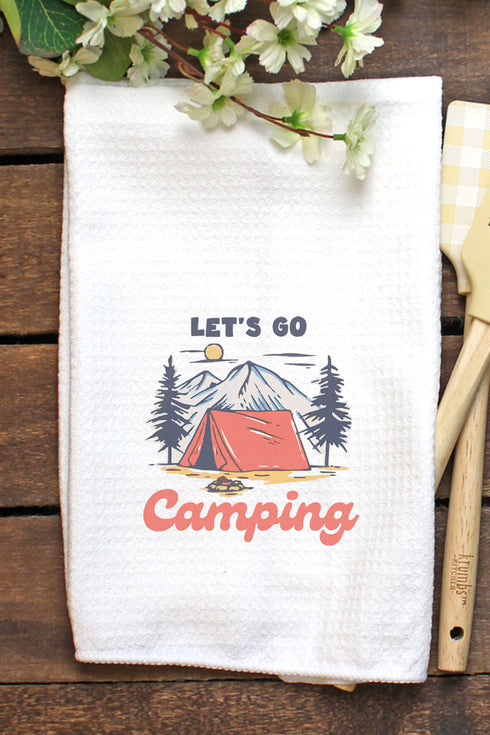 Let's Go Camping Waffle Kitchen Towel