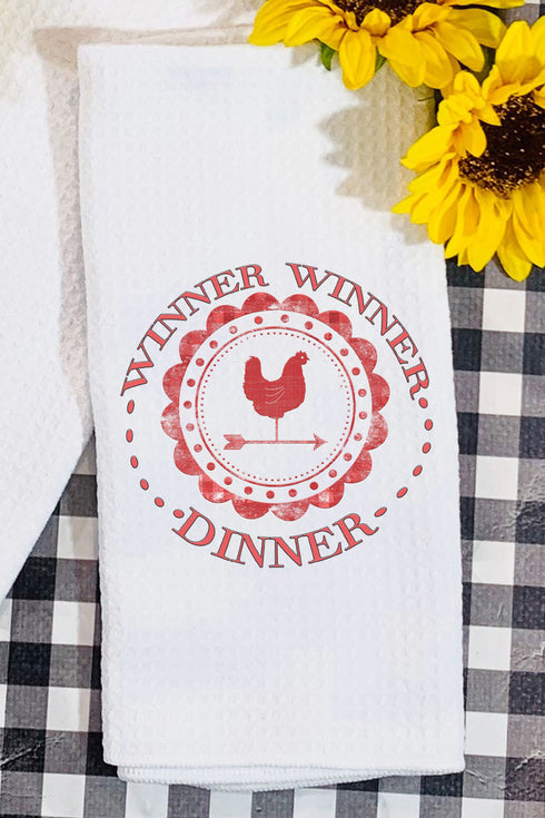 Winner Winner Chicken Dinner Waffle Kitchen Towel