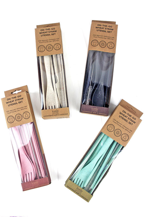 One Krumbs Kitchen On-The-Go Wheat Straw Utensil Set - SHIPS ASSORTED