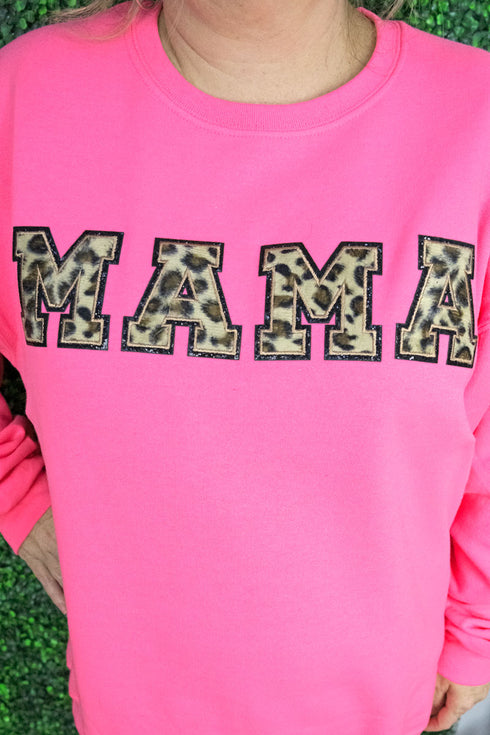 Mama Leopard Chenille Patch Heavy-weight Crew Sweatshirt