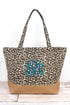 Brown Leopard with Jute Trim Shoulder Tote