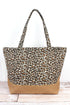 Brown Leopard with Jute Trim Shoulder Tote