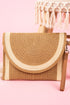 Myrtle Beach Taupe Straw Envelope Crossbody Clutch