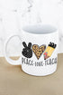 Doodle Peace Love Teach Leopard White Mug