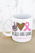 Peace Love Pink Ribbon White Mug