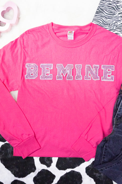 Be Mine Pink Sparkle Patch Unisex HD Cotton Long Sleeve Tee