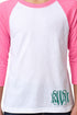 Next Level Youth 3/4 Sleeve Raglan, Hot Pink/White *Personalize It