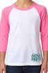 Next Level Youth 3/4 Sleeve Raglan, Hot Pink/White *Personalize It