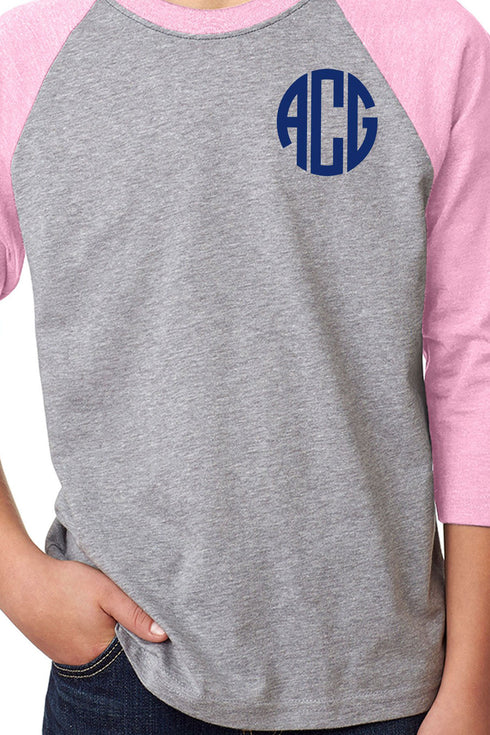 Next Level Youth 3/4 Sleeve Raglan, Lilac/Dark Gray Heather *Personalize It