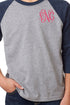 Next Level Youth 3/4 Sleeve Raglan, Navy/Dark Gray Heather *Personalize It