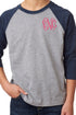 Next Level Youth 3/4 Sleeve Raglan, Navy/Dark Gray Heather *Personalize It