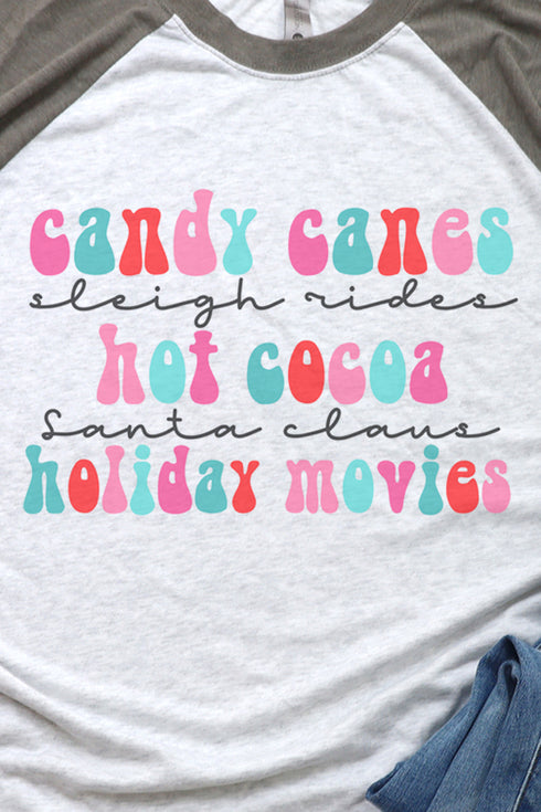 Colorful Christmas Favorite Things Tri-Blend Unisex 3/4 Raglan